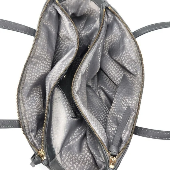 Kate Spade Wilson Road Talya Grey Nylon Dual Leather Handles Large Tote Bag - Picture 9 of 15